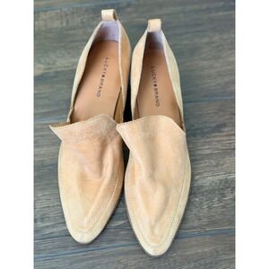 Lucky Brand Mahzan Womens Loafer Tan Leather Slip On Pointed Toe Block Heel 7.5M